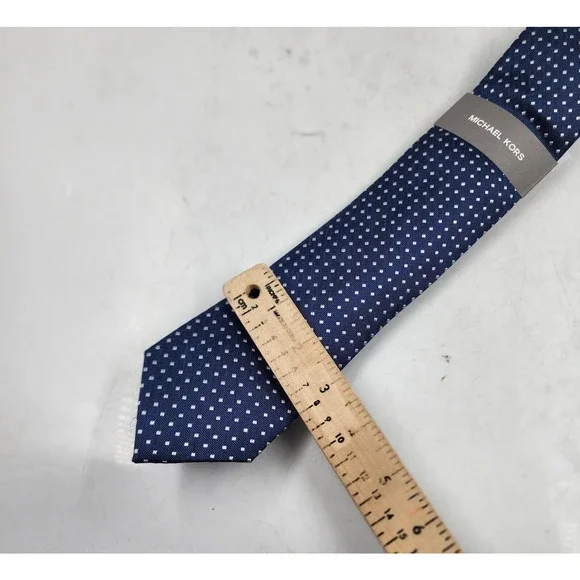 MICHAEL KORS Classic Simple Small Square Print Neck Tie Men's One Size Navy - Picture 4 of 13
